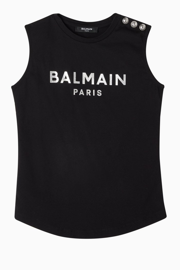 

Logo Print Cotton Vest Top, Black