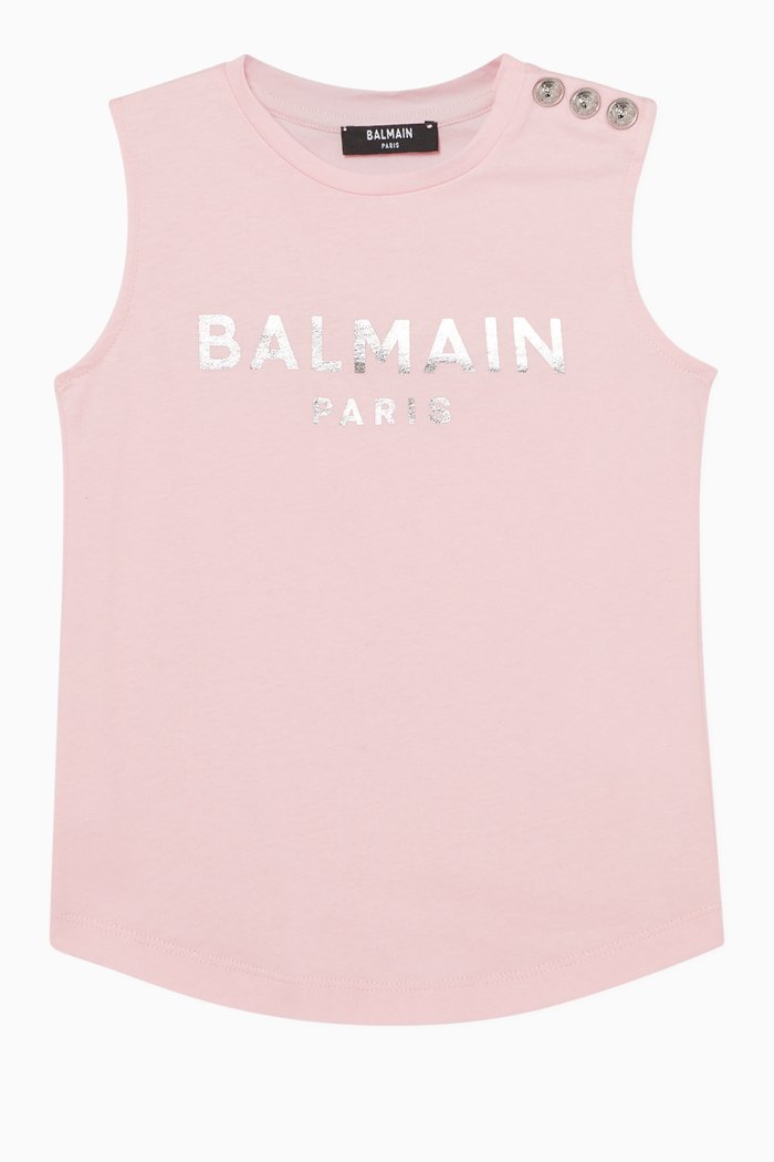 

Logo Print Cotton Vest Top, Pink