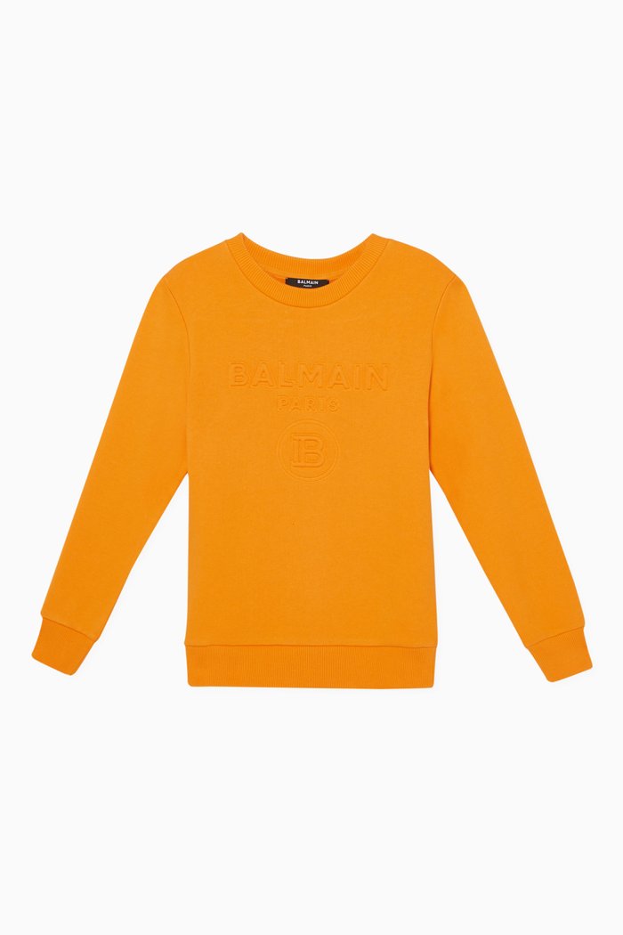 Logo Print Cotton Sweatshirt, Orange