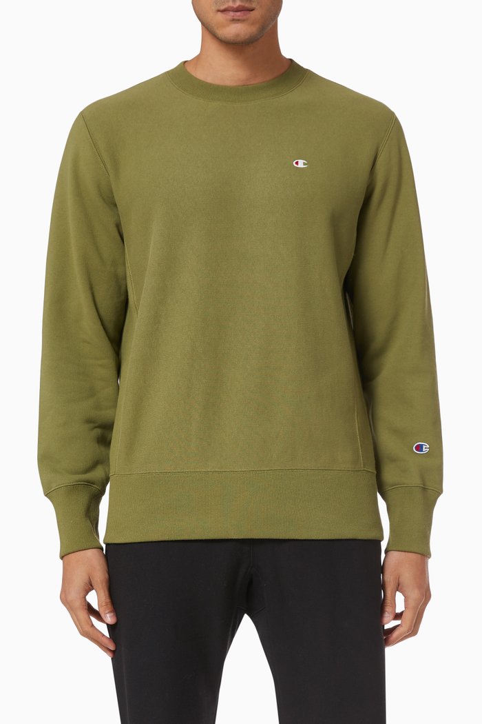 

C Logo Crewneck Sweatshirt in Brushed Fleece, Green