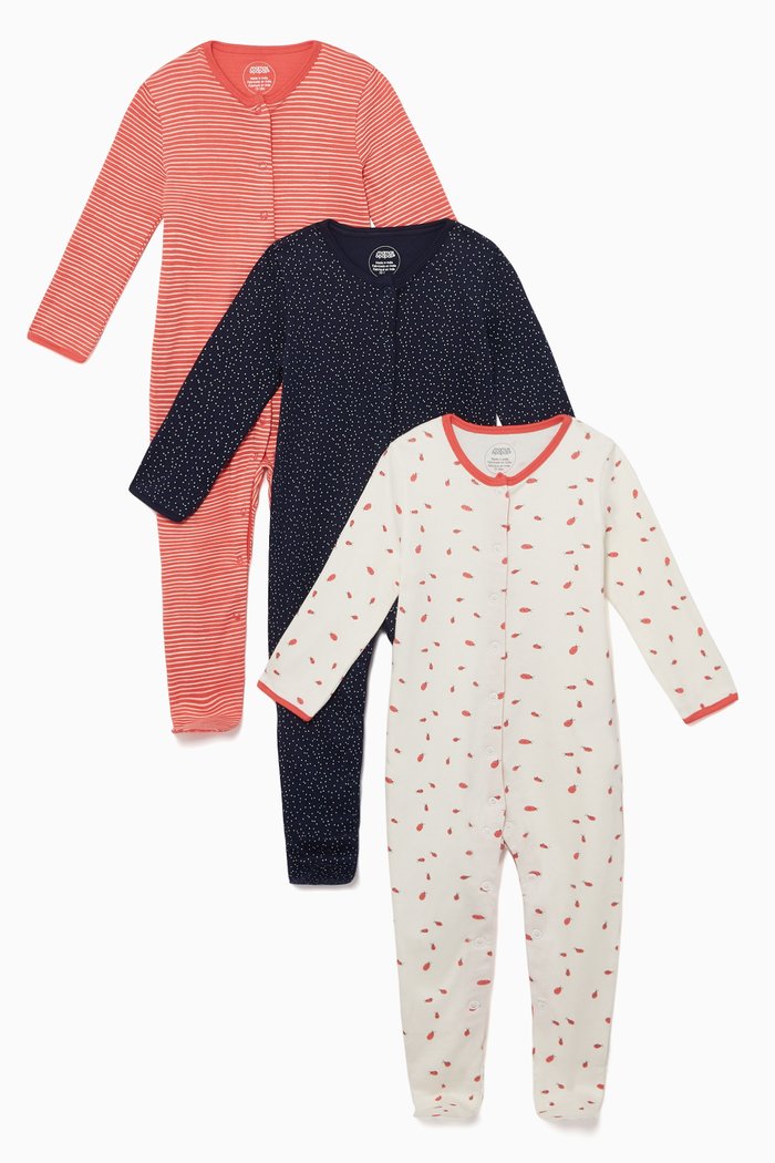 

Ladybird Jersey Sleepsuits, Set of 3, Multicolour
