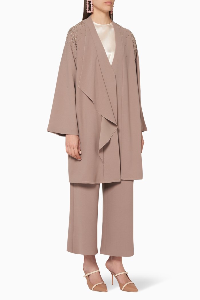 

Beaded Jacket & Pants Set, Neutral