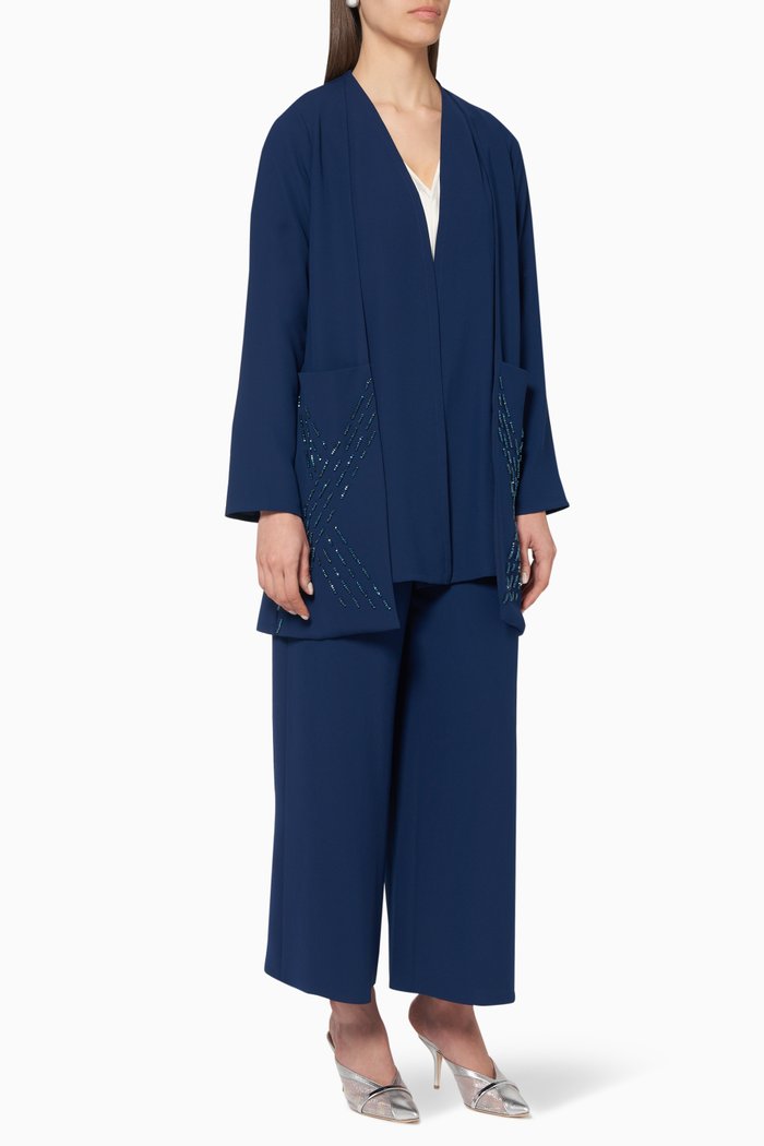 

Embellished Jacket & Pants Set, Blue