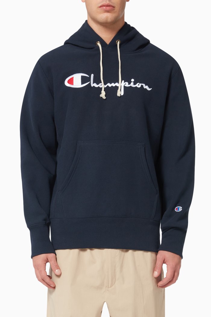 

Embroidered Logo Hoodie, Blue