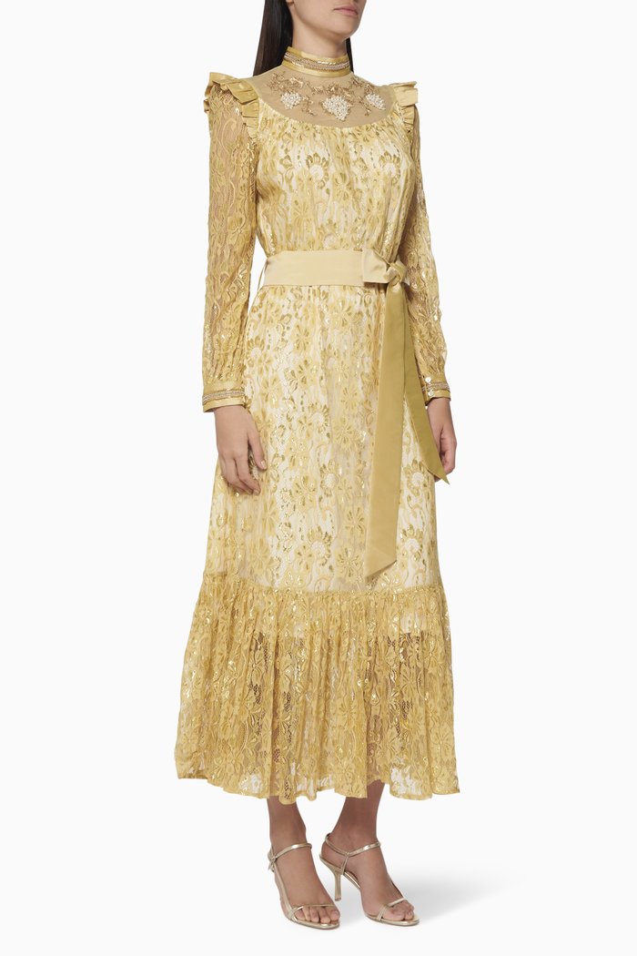 

Dora Embellished Lace Dress, Neutral