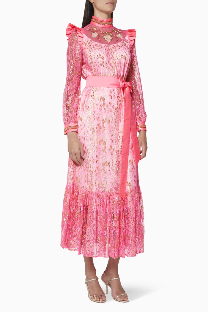 

Dora Embellished Lace Dress, Pink