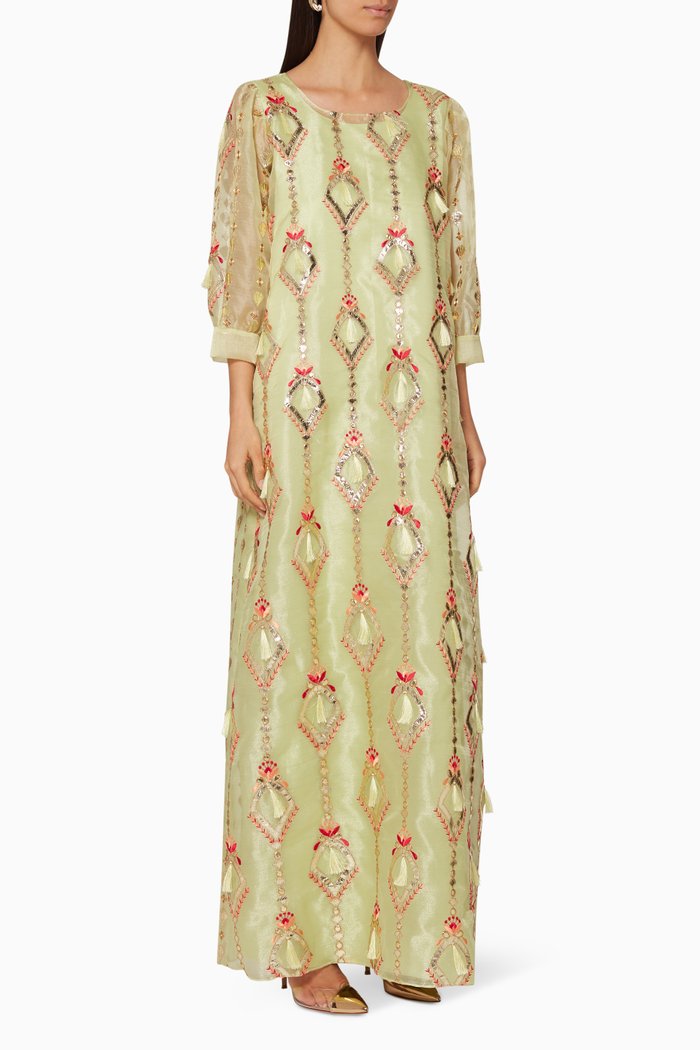 

Embroidered Tassel Kaftan, Green