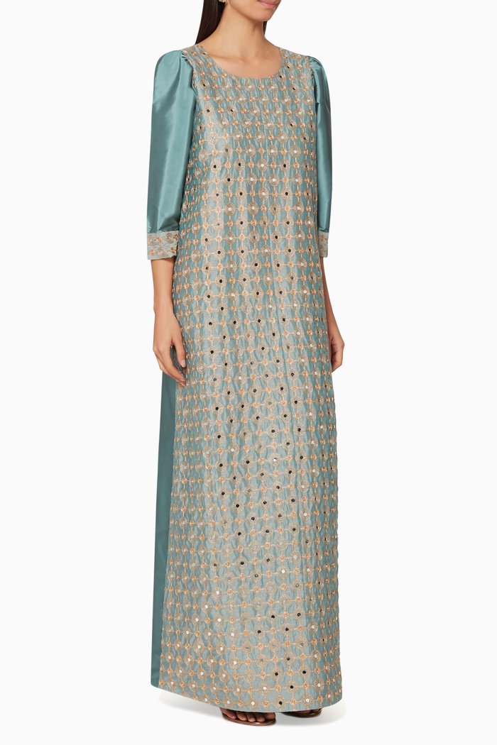 

Mirror Embroidered Kaftan, Green