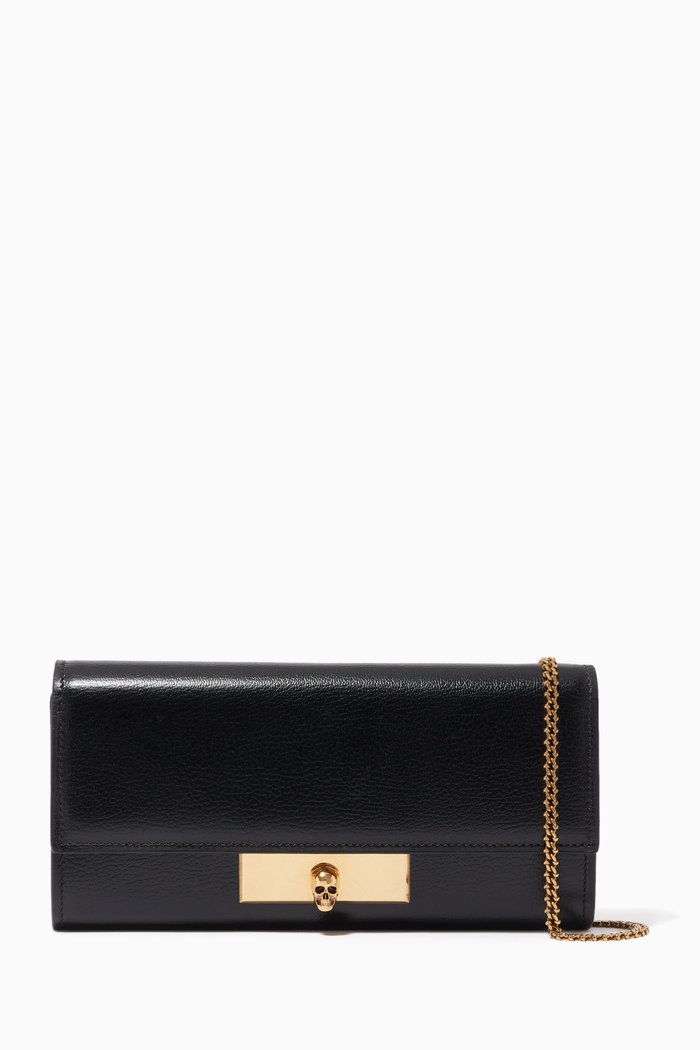 

Skull Lock Leather Wallet on Chain, Black