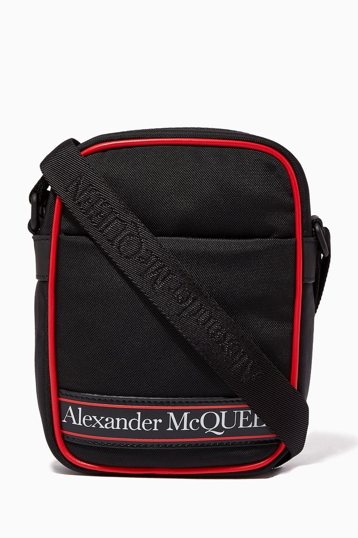 

Mini Logo-Print Nylon Messenger Bag, Black