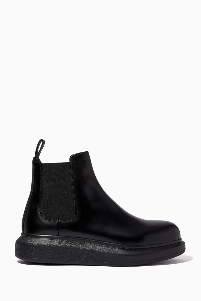 Hybrid Chelsea Leather Boots, Black