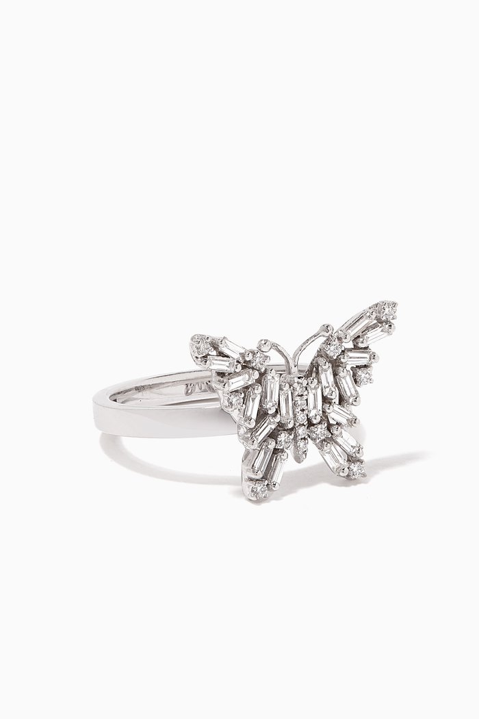 

Fireworks Small Butterfly Diamond Ring, Silver