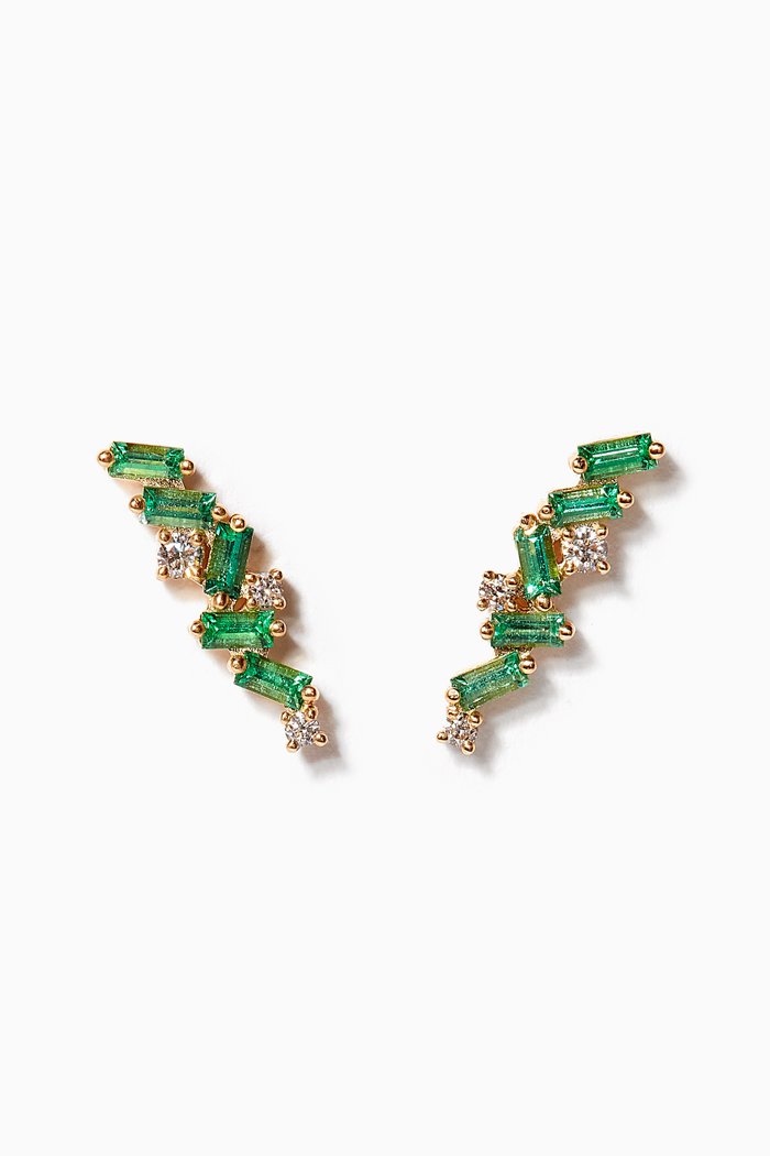

Fireworks Emerald & Diamond Zigzag Earrings, Yellow