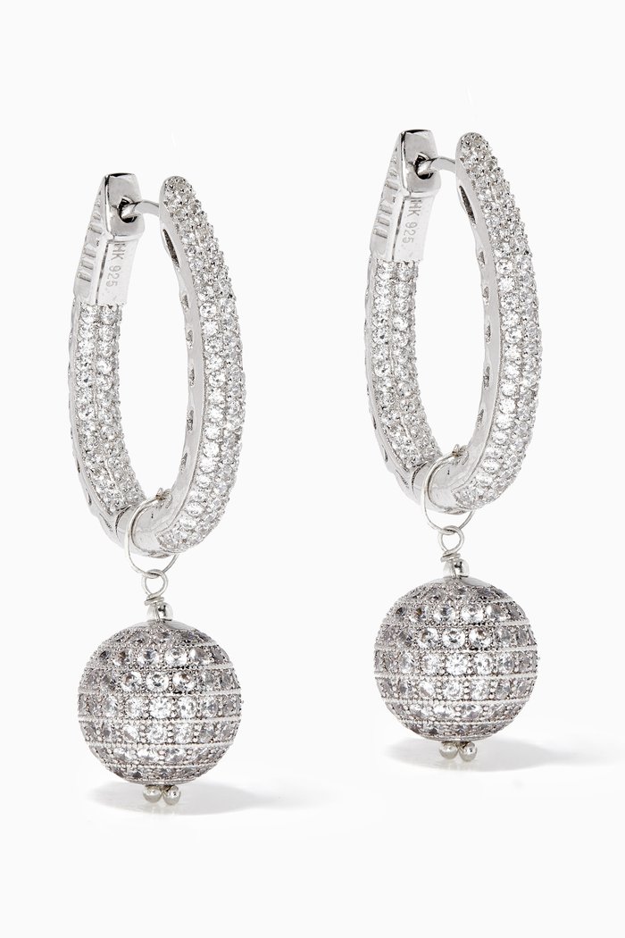 

Snowglobe Oblong Hoop Earrings, Silver