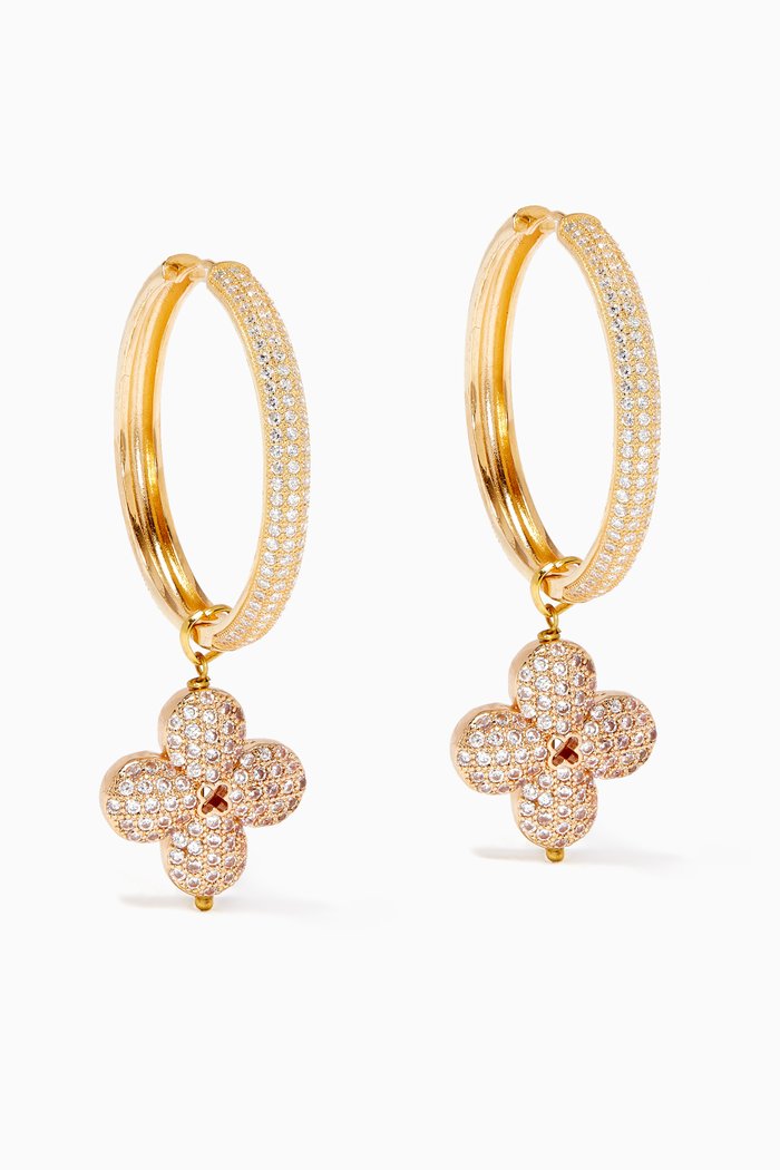 

Clover Round Hoop Earrings, Gold
