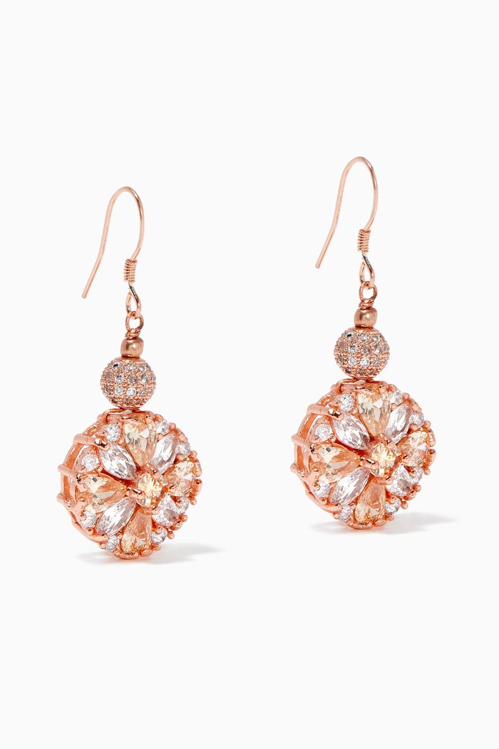 Dahlia Dangle Earrings, Rose gold