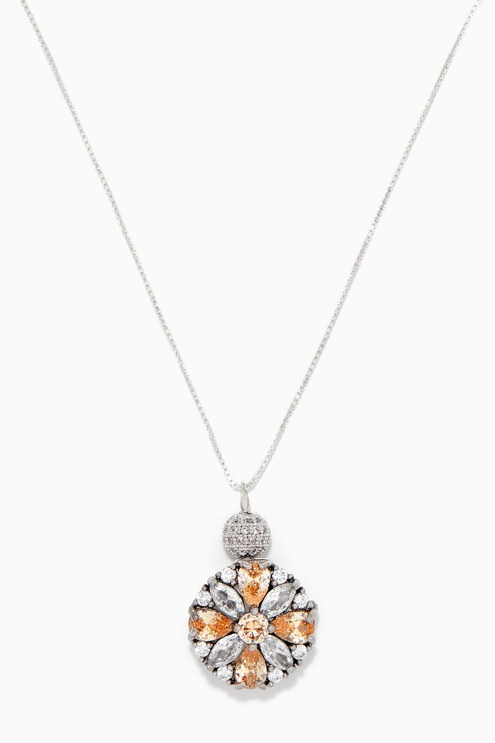 Dahlia Pendant Necklace, Silver