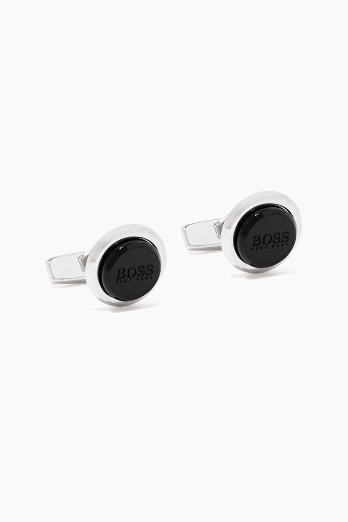 

Logo Engraved Brass Cufflinks, Black