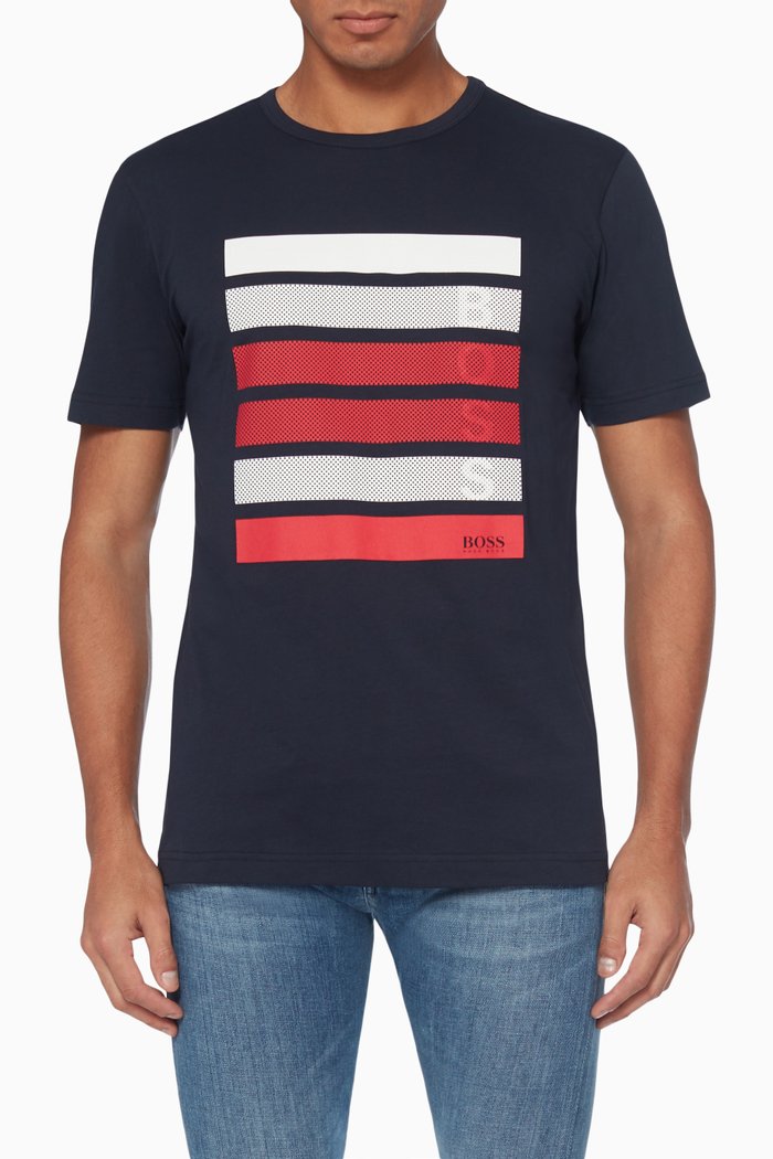 Colour-Block Logo Print T-Shirt, Blue
