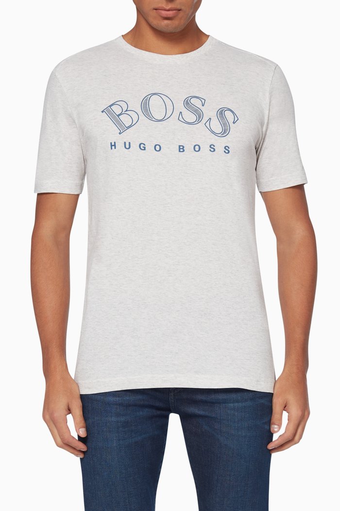 Curved Logo Jersey T-Shirt, Grey