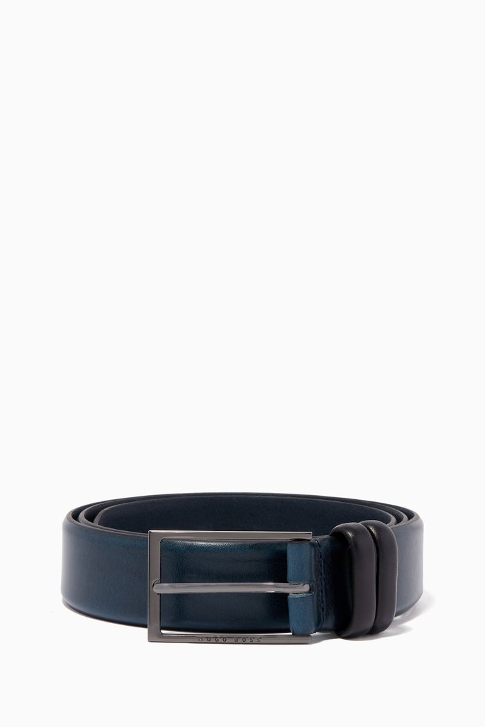 

Carmello Two-Tone Leather Belt, Blue