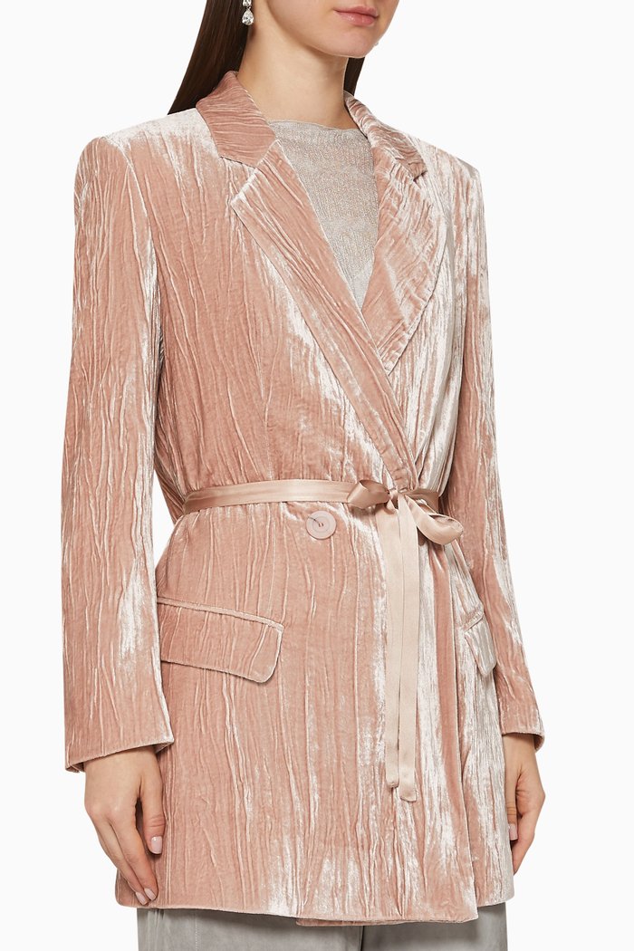 

Textured Velvet Blazer, Pink