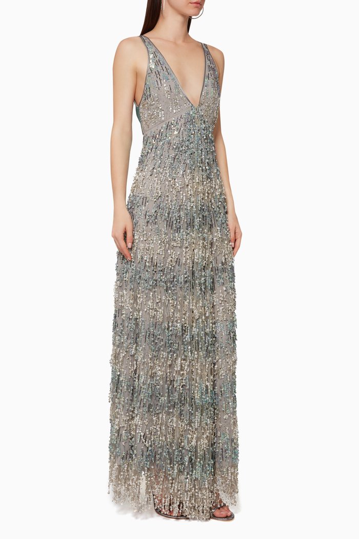 

Embellished Maxi Dress, Silver