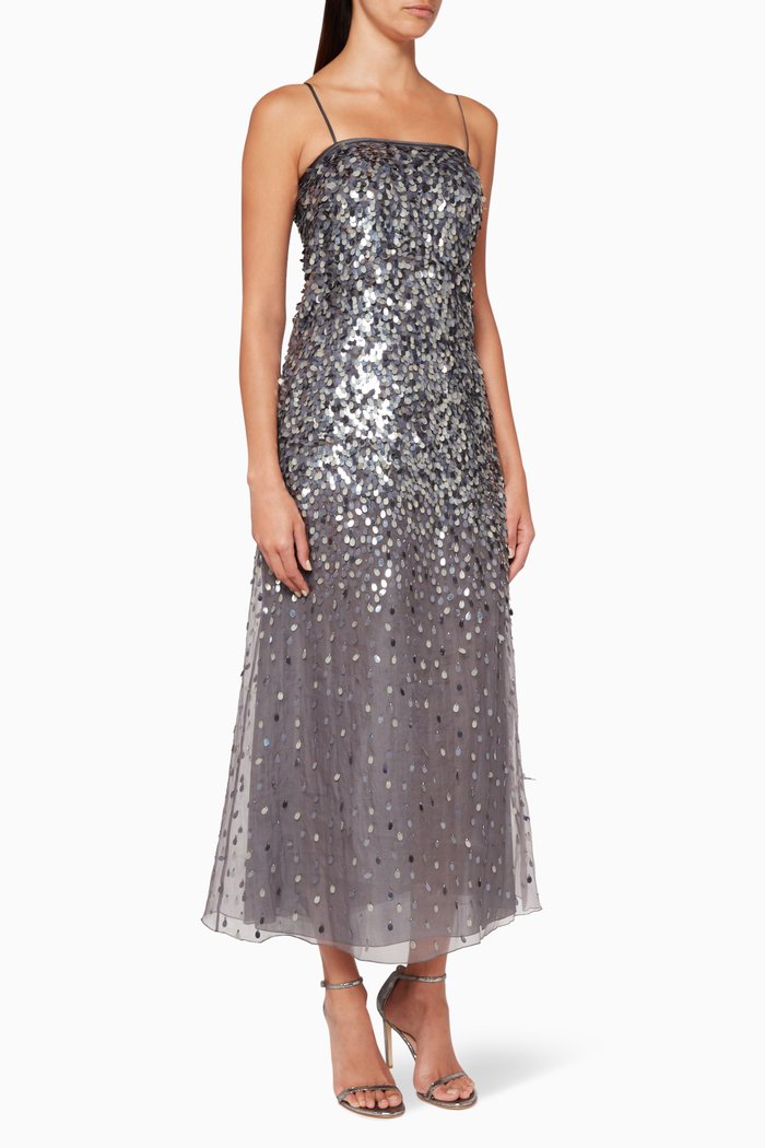 

Sequinned Organza Dress, Grey