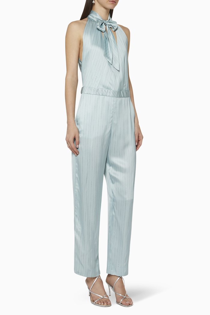 

Striped Satin Jumpsuit, Green