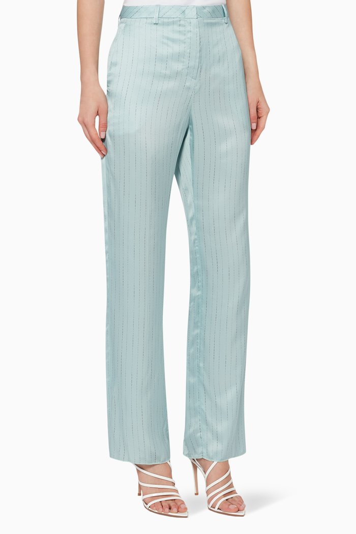 Stripe Satin Pants, Green