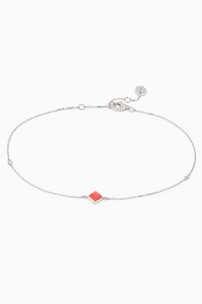 

Cleo Pink Coral & Diamond Anklet, Silver