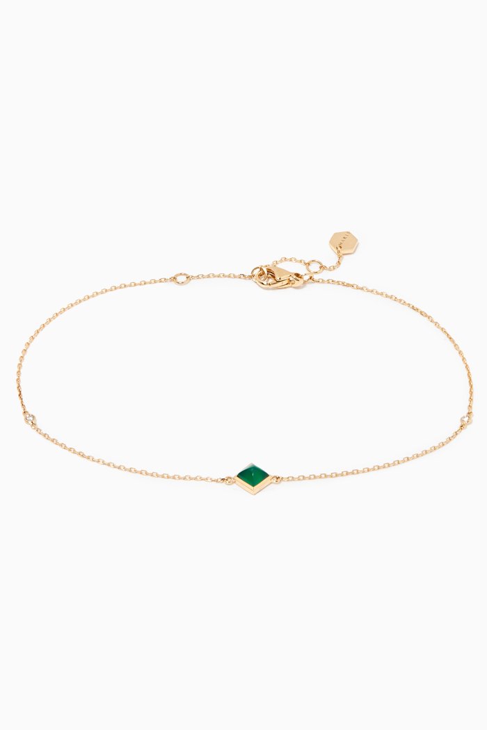 

Cleo Green Agate & Diamond Anklet, Yellow