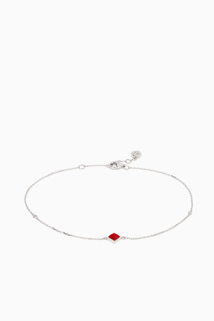 

Cleo Red Coral & Diamond Anklet, Silver