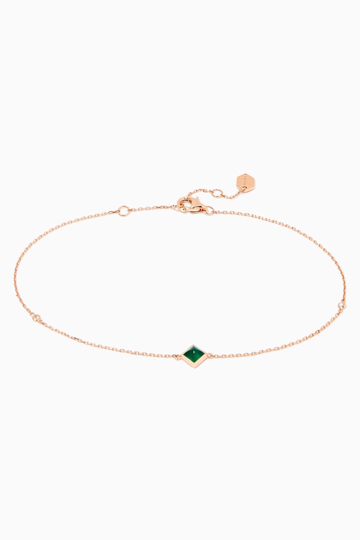 

Cleo Green Agate & Diamond Anklet, Rose gold