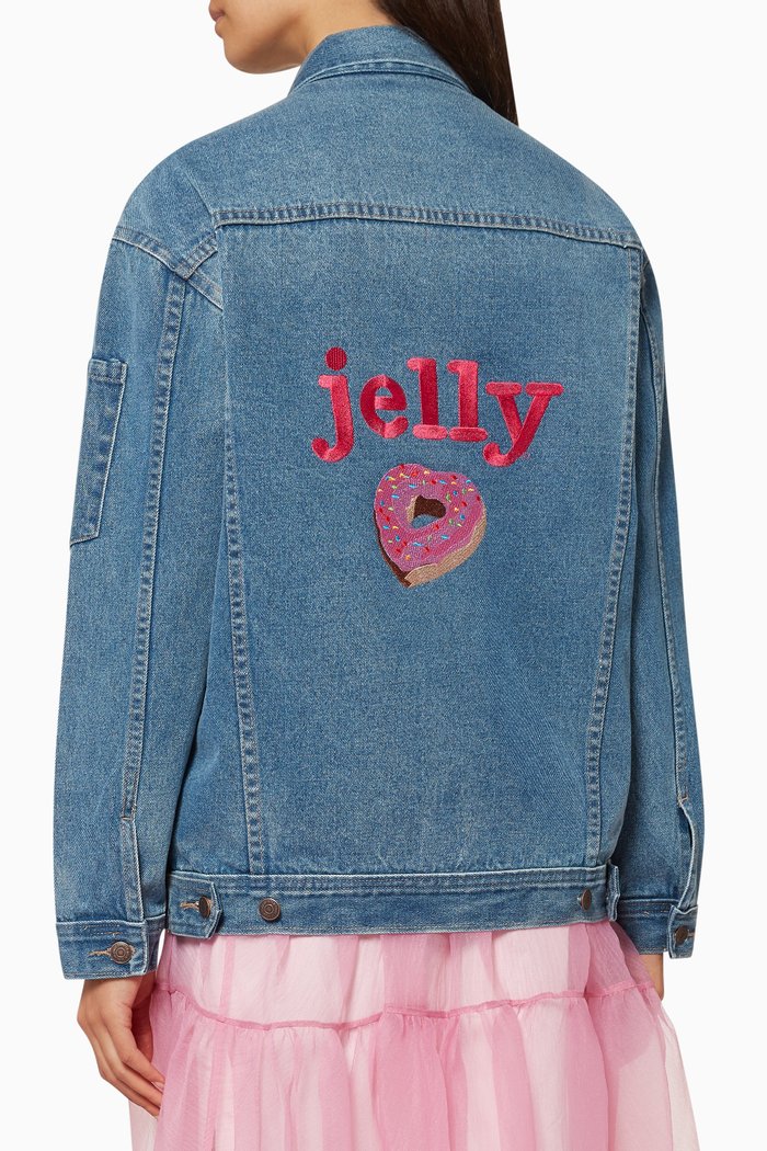 

Jelly Embroidered Oversized Denim Jacket, Blue