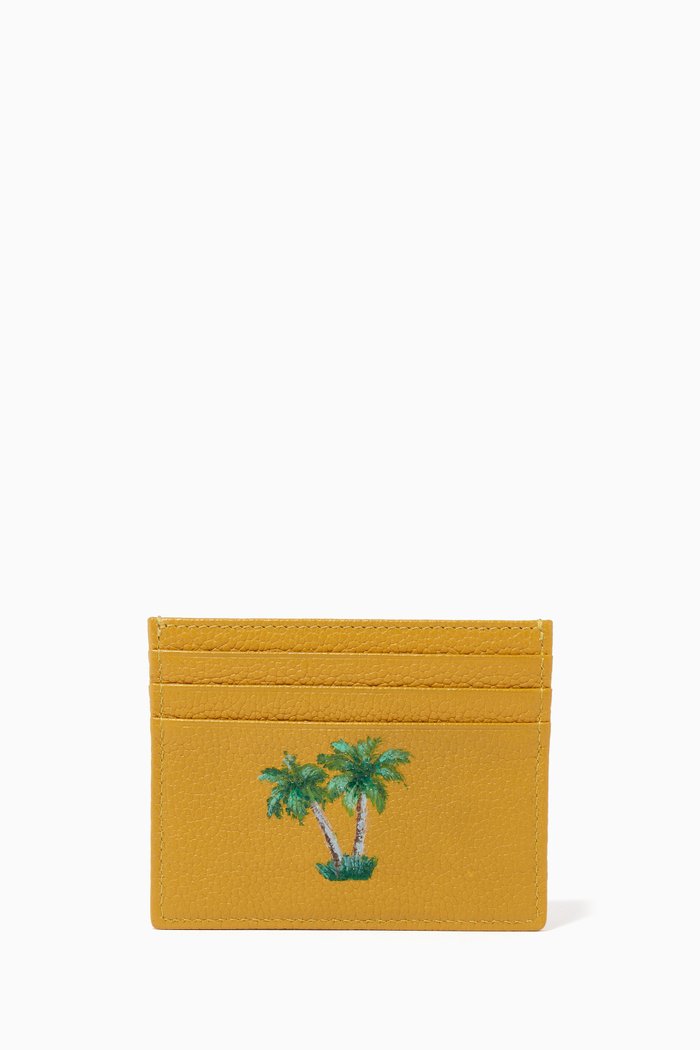 

Palm Tree Card Holder in Leather, Yellow