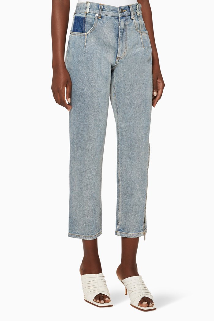 

Zippered Denim Pants, Blue