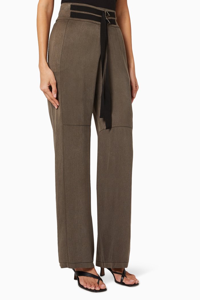 

Wide-Leg Satin Pants, Green