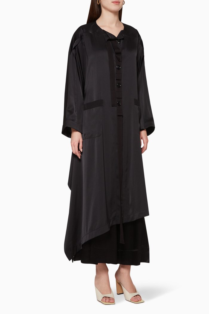 

Button Satin Kaftan, Black