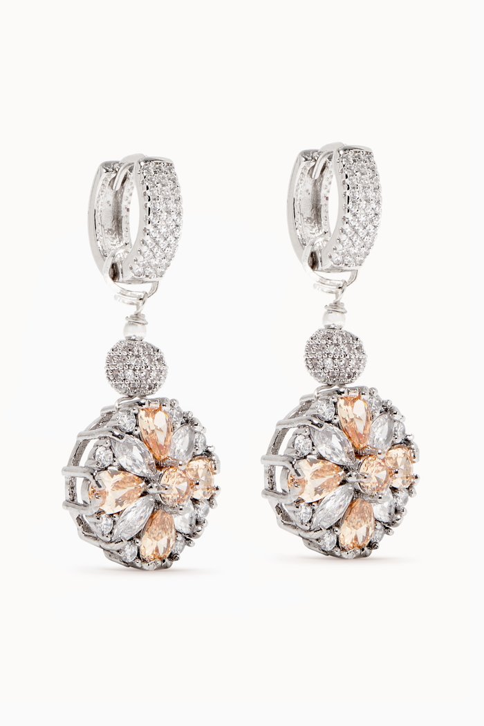 

Dahlia Huggie Hoop Earrings, Silver