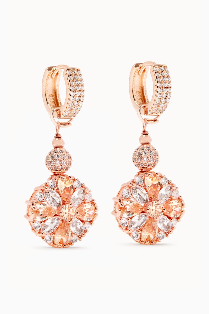 

Dahlia Huggie Hoop Earrings, Rose gold