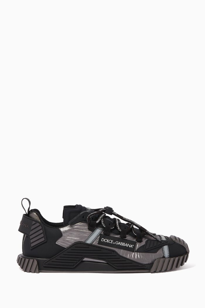 

NS1 Laminated Nylon & Leather Sneakers, Black