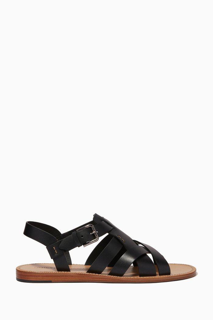 

Calfskin Leather Slingback Sandals, Black