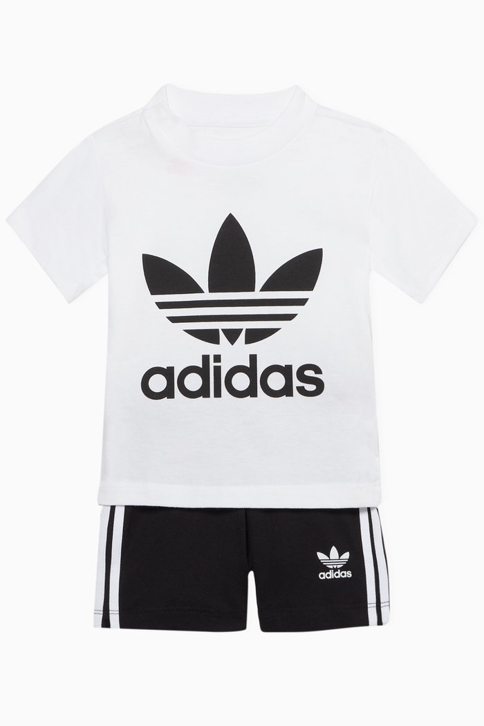 

Trefoil T-Shirt & Striped Shorts Set, White
