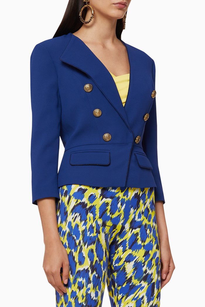 Buttoned Short Jacket, Blue