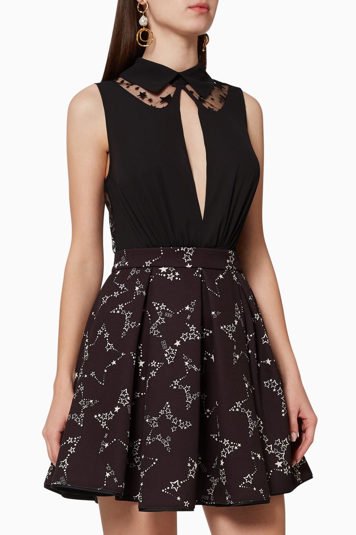 

Sleeveless Star Print Dress, Black