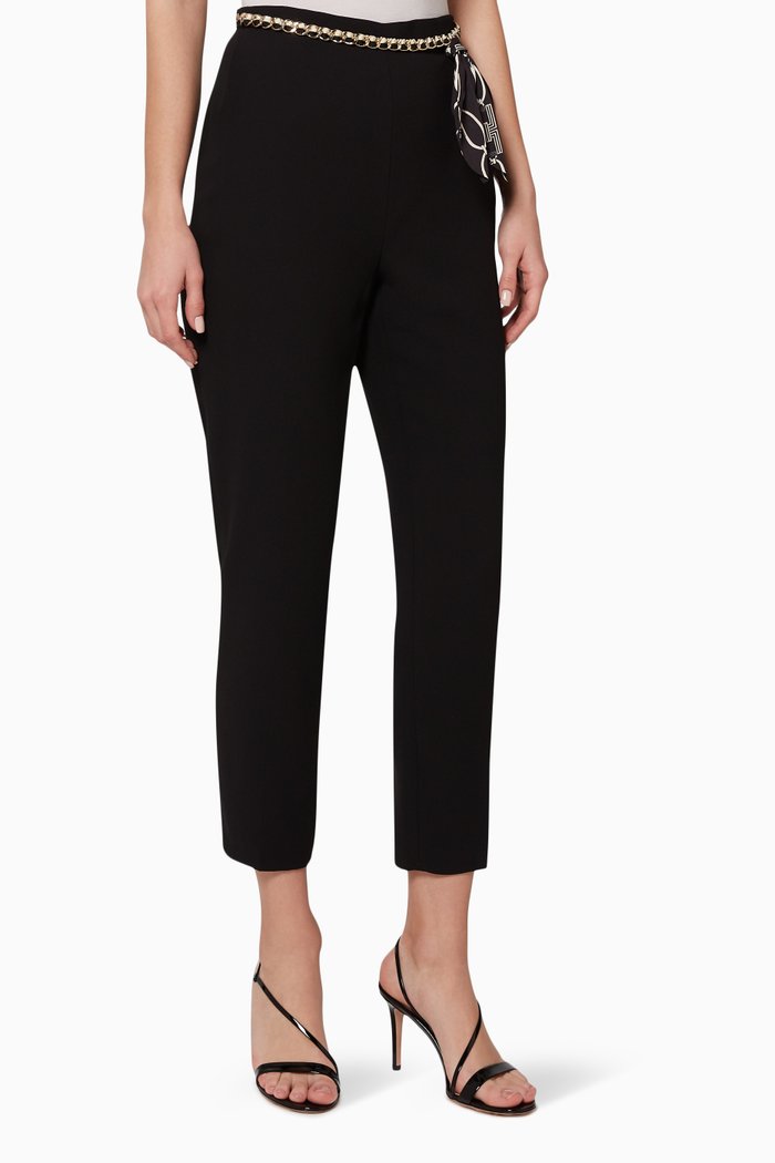 Crepe Cigarette Pants, Black