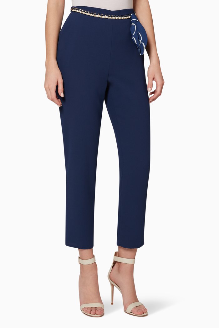 

Crepe Cigarette Pants, Blue