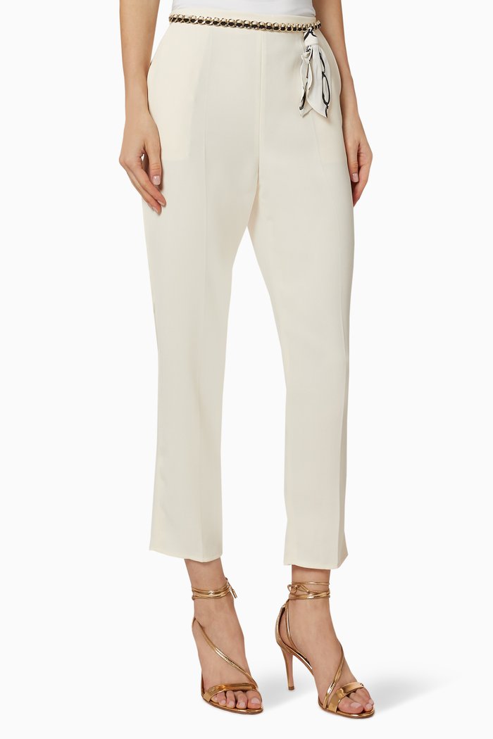 

Crepe Cigarette Pants, White