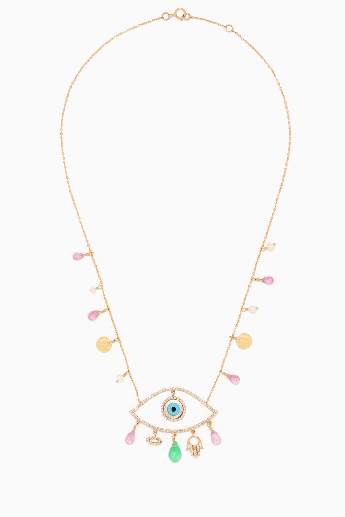 

Dima's Eye Beaded Necklace, Gold
